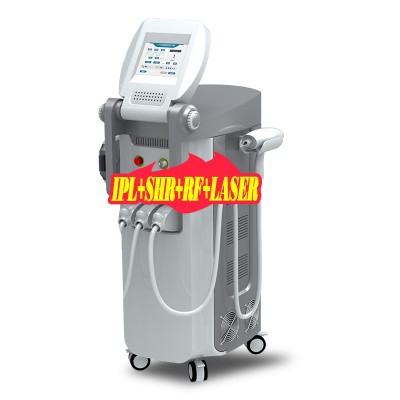 2019 stationary Multifunction Elight + SHR + Nd yag laser + RF beauty equipment, hair removal tattoo removal machine